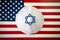 Israeli kippah on the US flag. The Jewish community in country