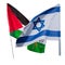 Israeli Palestinian flags united white background-