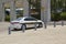 An Israeli Police car on high alert parked outside the Holocaust Museum in Jerusalem Israel