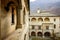 Issogne: Castle of Issogne. The courtyard with the pomegranate fountain. Val D`aosta, Italy