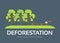 Issue deforestation in flat design background concept. Ecological natural problem. Icons for your product or