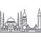 Istambul vector line icon, sign, illustration on background, editable strokes