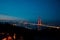 Istanbul background photo. Wide angle view of Bosphorus Bridge at dusk