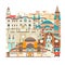 Istanbul City colorful beautiful vector card