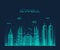 Istanbul City skyline vector illustration line art