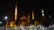 Istanbul city sultan Ahmet mosque and minarets night street photo