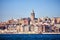 Istanbul cityscape in Turkey with Galata Kulesi Tower. Ancient Turkish famous landmark in Beyoglu district, European side of city