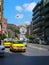 Istanbul cityscape, Turkey. yellow taxi on the streets of the old city of Istanbul