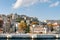 Istanbul embankment and a mosque at the entrance to the Bosphorus in Istanbul. Istanbul. Turkey - 09.25.2021