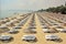 Istanbul Florya beach with a lot of sun umbrellas and loungers near the Ataturk airport