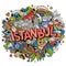 Istanbul hand drawn cartoon doodles illustration. Funny travel design.