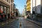 Istanbul, June 11, 2017: Pespective view down the road on passage street with no traffic in Aksaray, Fatih.