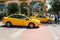 Istanbul, June 11, 2017: A traditional yellow taxi rides on the street in the Fatih district of Istanbul, Turkey. Urban