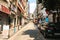 Istanbul, June 14, 2017: Pespective view down the road on passage street with parked vehicles in Kadikoy district.