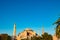 Istanbul landmarks. Hagia Sophia or Ayasofya Mosque at sunset.