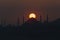 Istanbul mosque silhouettes and sunset./ Turkey