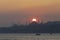 Istanbul mosque silhouettes and sunset./ Turkey