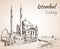 Istanbul Ortakoy Mosque. Turkey. Sketch.