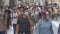 Istanbul / Turkey - 08-05-2020 corona virus. covid 19. new normal life istanbul. crowded street. masked people. Street walking