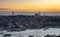 Istanbul, Turkey. 12-November-2018. Bosphorus river and Sulemaniye mosque during sunset from Galata tower