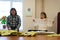 Istanbul, Turkey - 14 May 2023: Voting assistance officers open ballot papers during the vote count in Buyuk Esma school in the