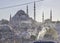 ISTANBUL, TURKEY, APR 16, 2016 - Blue Mosque seen through the smog of pollution