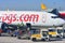 ISTANBUL, TURKEY - APRIL, 2017: Passengers luggage loading in to the plane