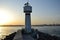 Istanbul,Turkey-August 27,2021: Lighthouse at sunset on coast of Bosphorus in KadÄ±kÃ¶y.