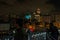 Istanbul, Turkey Fishermen on the Galata bridge. Galata or Beyoglu district of Istanbul at night, Turkey. This is one of the main