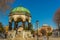 ISTANBUL, TURKEY: Hagia Sophia and the octagonal German stone fountain under the dome is located on Sultanahmet Square.