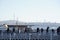 ISTANBUL, TURKEY - JANUARY 5 2024 People fishing on Galata Bridge