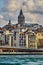 Istanbul, Turkey - July 18, 2022. Pier Eminonu, Bosphorus, view of the Karakoy district, Galata tower and Galata bridge