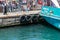 ISTANBUL,TURKEY - JULY 2, 2019: Entrance turnstile to the Karakoy ferry boat station