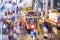 ISTANBUL, TURKEY - JULY 2016: Taksim Istiklal Street red tram on Taksim at night. Famous touristic line with vintage tram. Taksim