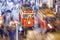 ISTANBUL, TURKEY - JULY 2016: Taksim Istiklal Street red tram on Taksim at night. Famous touristic line with vintage tram. Taksim