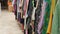 Istanbul, Turkey - June 12, 2019: Row of various women`s clothes hanging on hangers in a clothing store