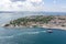 Istanbul, Turkey - June 9, 2013; Istanbul aerial photo, 1500 feet shot from helicopter. View of Historic Peninsula, Gulhane park,