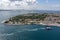 Istanbul, Turkey - June 9, 2013; Istanbul aerial photo, 1500 feet shot from helicopter. View of Historic Peninsula, Gulhane park,