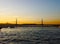 Istanbul, Turkey-March 30, 2018: The beauty of the Ataturk Bridge in the evening. Looking from the Galata Bridge. Both bridges we