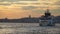 ISTANBUL, TURKEY, May 23rd 2018: The ship is sailing along the Bosphorus at sunset on the background of the Galata tower.