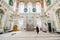 Istanbul, Turkey - May 26, 2017. Interior of famous mosque on the shore of Bosphorus Buyuk Mecidiye Camii
