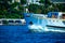 Istanbul, Turkey October 08, 2023 - Water transport in Turkey - Beautiful View touristic landmarks from sea voyage on Bosphorus.