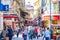 ISTANBUL / TURKEY - OCTOBER 10, 2019:.People and tourists are shopping on the Egyptian Bazaar or Spice Bazaar. One of the oldest c