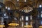 ISTANBUL, TURKEY - OCTOBER 12 ,2021: Hagia Sophia Mosque in Sultanahmet. Interior of Hagia sophia mosque now, before museum and