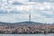 ISTANBUL, TURKEY - OCTOBER 12, 2021: Supertall Camlica TV and Radio Tower in Istanbul. camlica TV Tower. Telecommunications tower