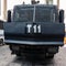 Istanbul, Turkey, September 2018: Martial front view of a black armoured clearance vehicle of the Turkish police at Taksim Square