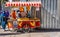 Istanbul, Turkey, September 2018: Mobile kitchen stand for baked chestnuts, cooked corn and grilled corn