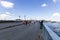 Istanbul, Turkey - September-22,2019: Galata bridge panorama. walking on the beach. They watch the sea view