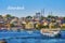 Istanbul, Turkey. View of the Suleymaniye Mosque, Eminonu pier and the Golden Horn.