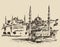 Istanbul, Turkey, Vintage Engraved Sketch Vector